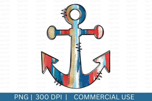 Brushstrokes Anchor, Nautical PNG for Graphics and Crafts