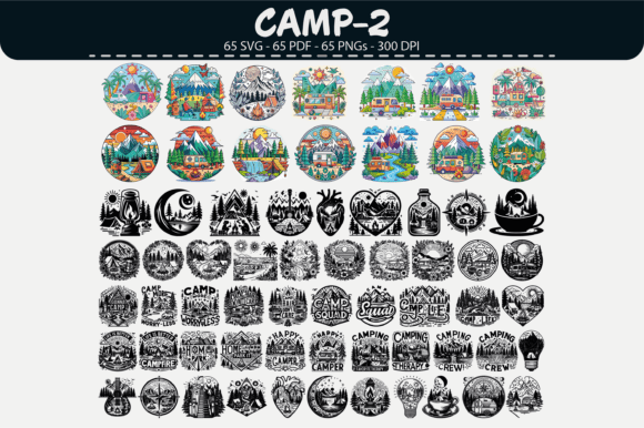 Camping RV Vector Pack – 65 Designs for Graphics & Illustrations