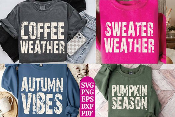 Fall PNG Bundle, Retro Distressed Fall Graphics for T-Shirt Designs
