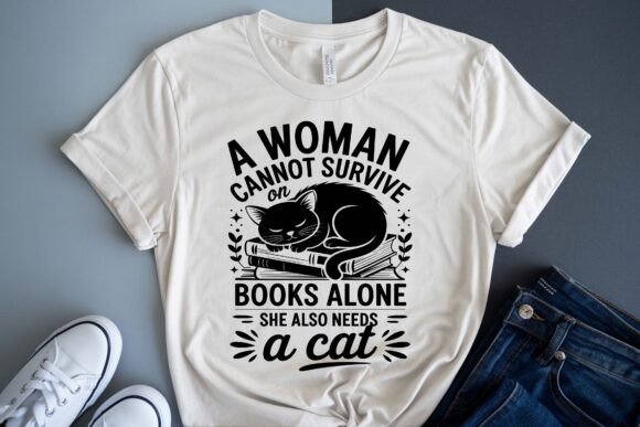 Funny Reading Books with Cat SVG PNG Graphics & T-Shirt Designs