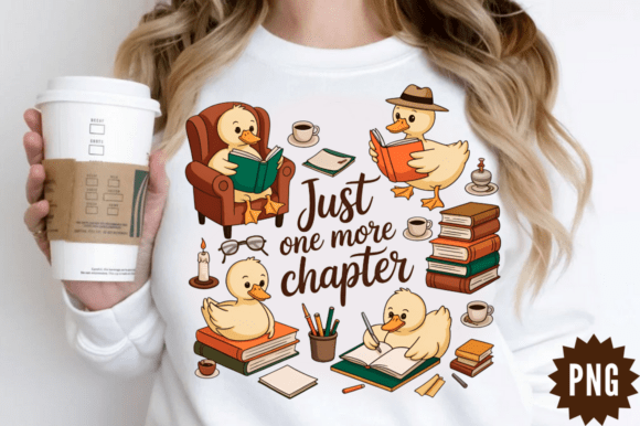 Just One More Chapter Book Lover PNG Graphics and Illustrations