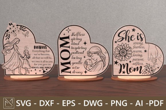 Mother S Day Heart Sign SVG Bundle for Laser Cutting