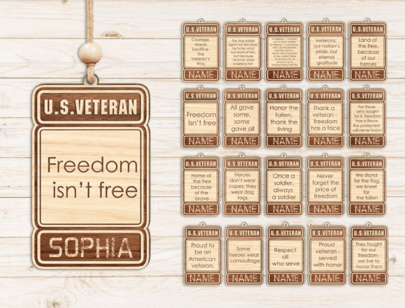 Proud Veteran Wooden Quote Ornament SVG for Laser Cutting Ornaments