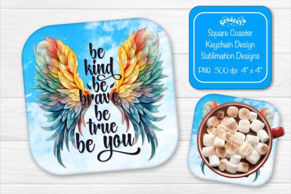 Square Coaster Be Kind Motivational Png for Crafts and Graphics