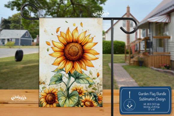 Summer Spring Garden Flag Png Sunflower for Graphics and Crafts