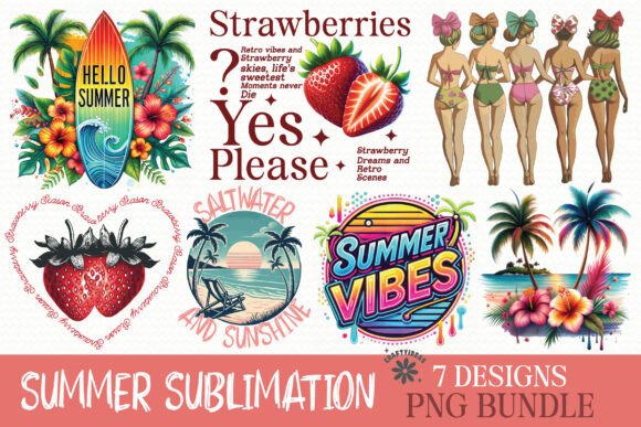 Summer Sublimation PNG Bundle: A Graphic Design Asset for Crafts