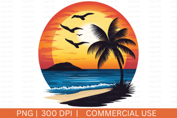 Summer Tropical Beach PNG: Graphics for Crafts & Branding